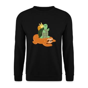 Slug Turtle Sloth Turtles Sea Reptile Tortoise - Unisex Sweatshirt - black - Front - Alina (178cm) & Michal (187cm)