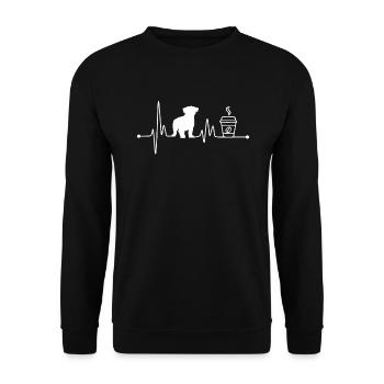 Heartbeat EKG Pulse Maltese Coffee Lover - Unisex Sweatshirt - black - Front - Alina (178cm) & Michal (187cm)