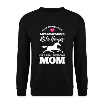 Real Moms Quilt Awesome Moms Ride Horses Quilting - Unisex Sweatshirt - black - Front - Alina (178cm) & Michal (187cm)