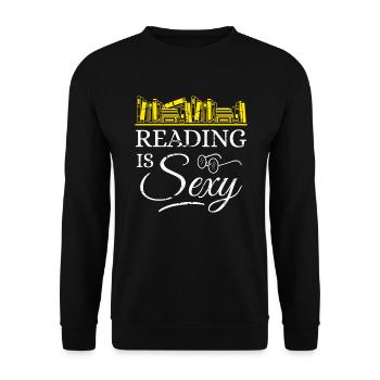 Lesen ist Sexy lesen Buch Bücherwurm Literatur Geschenk - Unisex Pullover - Schwarz - Vorne - Alina (178cm) & Michal (187cm)