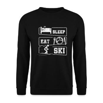 Sleep Eat Ski Winter Sports Skiing Ski Holidays - Unisex Sweatshirt - black - Front - Alina (178cm) & Michal (187cm)
