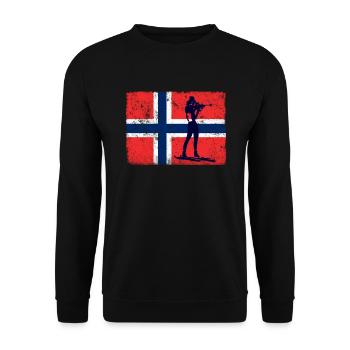 Biathlon Biathlete Shooting Norway Flag Winter - Unisex Sweatshirt - black - Front - Alina (178cm) & Michal (187cm)