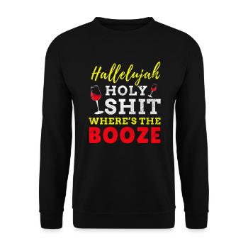 Lustige Weihnachten Zitat Xmas Weihnachtsmann Wein Geschenk - Unisex Pullover - Schwarz - Vorne - Alina (178cm) & Michal (187cm)