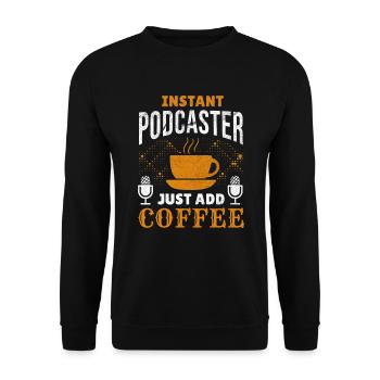Podcaster Kaffee Podcasting Koffein Mikrofon - Unisex Pullover - Schwarz - Vorne - Alina (178cm) & Michal (187cm)