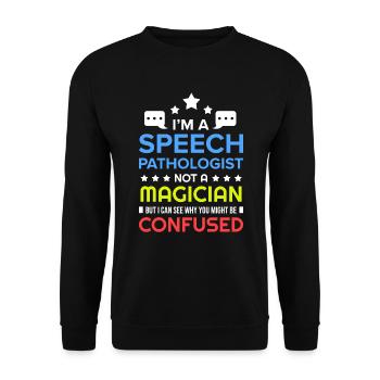 Speech Language Pathologist Therapy Therapist Gift - Unisex Sweatshirt - black - Front - Alina (178cm) & Michal (187cm)