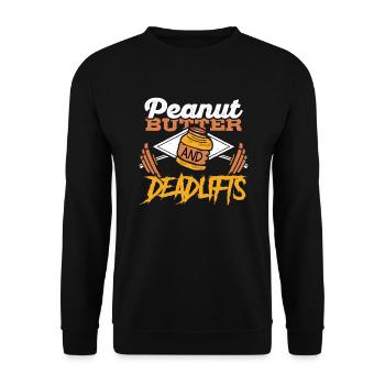Beurre de cacahuètes Cacahuètes Squat Gym Poids - Sweat-shirt Unisexe - noir - Devant - Alina (178cm) & Michal (187cm)
