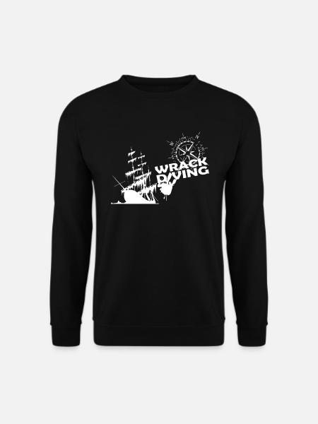 Diver sailing boat wreck compass rose - Unisex Sweatshirt - black