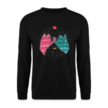 Amitié Grunge Esthétique E-Girl Finger Serment - Sweat-shirt Unisexe - noir - Devant - Alina (178cm) & Michal (187cm)