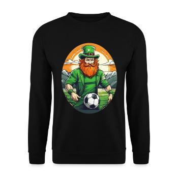 St. Patrick's Day Kleeblatt Fußball - Unisex Pullover - Schwarz - Vorne - Alina (178cm) & Michal (187cm)