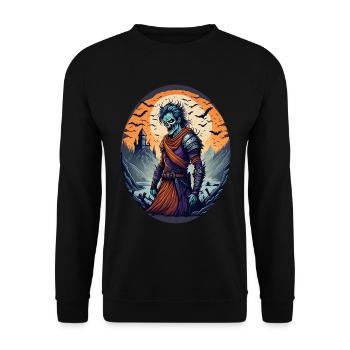 Gruseliges Halloween-partykostüm Zombie-krieger - Unisex Sweatshirt - black - Front - Alina (178cm) & Michal (187cm)