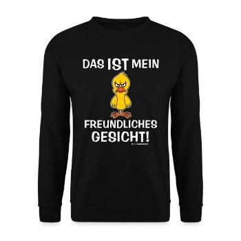 FD - Das ist mein freundliches Gesicht - RAHMENLOS - Unisex Pullover - Schwarz - Vorne - Alina (178cm) & Michal (187cm)