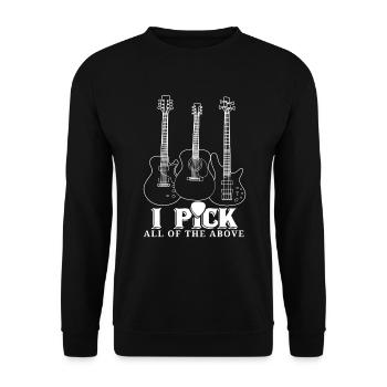 Gitarrenspieler Gitarre Musik Spruch Geschenk - Unisex Pullover - Schwarz - Vorne - Alina (178cm) & Michal (187cm)