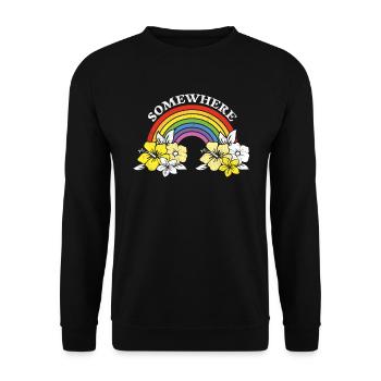 Rainbow Somewhere LGBT Clouds Homo Gift - Unisex Sweatshirt - black - Front - Alina (178cm) & Michal (187cm)