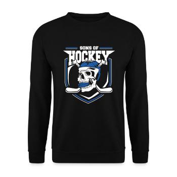 Eishockey Schläger Retro Schädel Geschenk - Unisex Pullover - Schwarz - Vorne - Alina (178cm) & Michal (187cm)