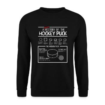 Eishockey Puck History Hockey Geschenk - Unisex Pullover - Schwarz - Vorne - Alina (178cm) & Michal (187cm)