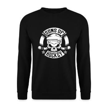 Eishockey Schläger Retro Schädel Geschenk - Unisex Pullover - Schwarz - Vorne - Alina (178cm) & Michal (187cm)