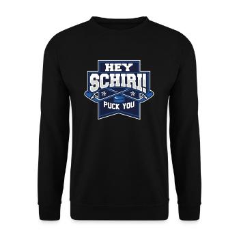 Eishockey Hockeyspieler Schiri Hockey Geschenk - Unisex Pullover - Schwarz - Vorne - Alina (178cm) & Michal (187cm)