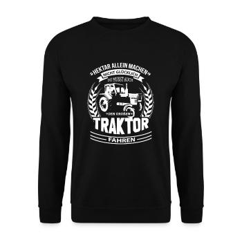 Fortschritt Traktor Landwirt Trecker Hektar DDR - Unisex Pullover - Schwarz - Vorne - Alina (178cm) & Michal (187cm)