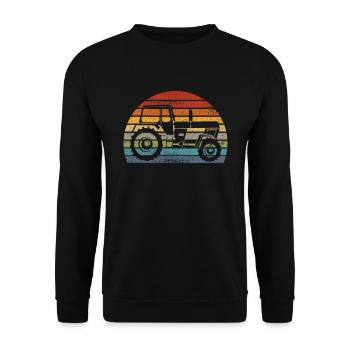Fortschritt Traktor Landwirt Traktor Retro ddr - Unisex Pullover - Schwarz - Vorne - Alina (178cm) & Michal (187cm)