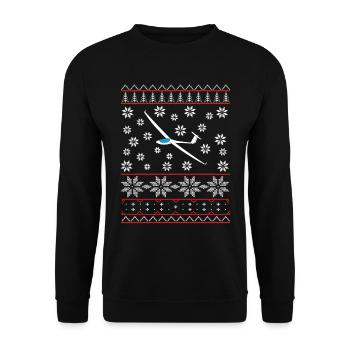 Christmas Segelflugzeug Segelflieger Geschenk ASW - Unisex Pullover - Schwarz - Vorne - Alina (178cm) & Michal (187cm)