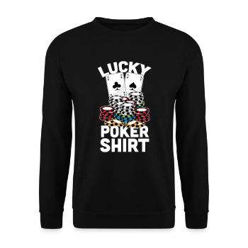 Lucky Poker Shirt | Glücksspielgeschenk für Männer & Frauen - Unisex Pullover - Schwarz - Vorne - Alina (178cm) & Michal (187cm)