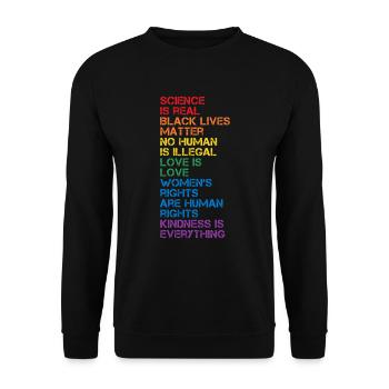 Science Is Real Black Lives Matter LGBT Pride BLM - Unisex Sweatshirt - black - Front - Alina (178cm) & Michal (187cm)