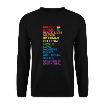 Science Is Real Black Lives Matter LGBT BLM Fist - Unisex Sweatshirt - black - Front - Alina (178cm) & Michal (187cm)