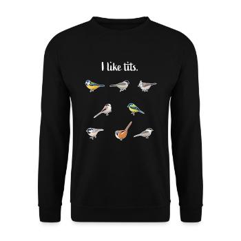 Blaumeise, Kohlmeise & mehr Vögel Lustiges Geschenk - Unisex Pullover - Schwarz - Vorne - Alina (178cm) & Michal (187cm)