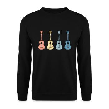 Retro Vintage Ukulele Uke lustiges Geschenk - Unisex Pullover - Schwarz - Vorne - Alina (178cm) & Michal (187cm)