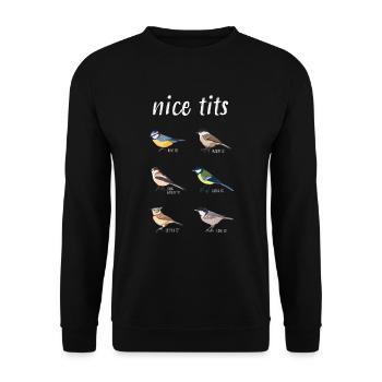 Cadeau d'oiseau drôle d'observation d'oiseaux "beaux seins" - Sweat-shirt Unisexe - noir - Devant - Alina (178cm) & Michal (187cm)