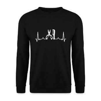 Hair Dresser & Barber Heartbeat Gift - Unisex Sweatshirt - black - Front - Alina (178cm) & Michal (187cm)