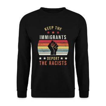 Keep the Immigrants BLM Equality Gift - Unisex Sweatshirt - black - Front - Alina (178cm) & Michal (187cm)