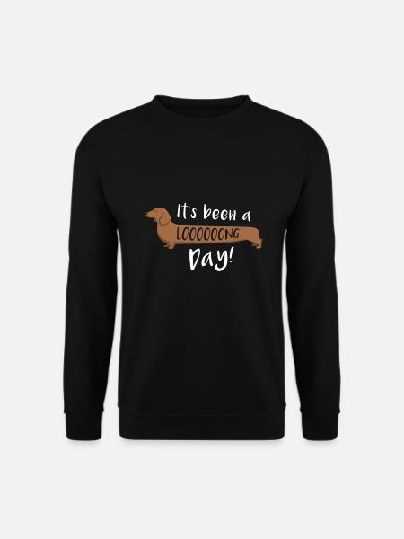 Es war ein langer Tag lustiger Wursthund - Unisex Pullover - Schwarz