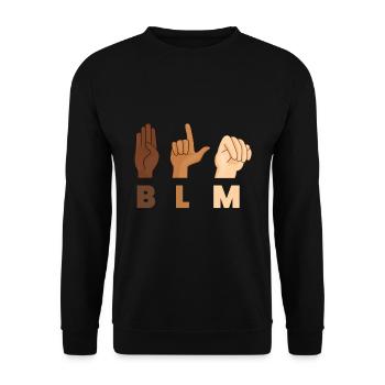 Black Lives Matter ASL Gleichheit BLM Geschenk - Unisex Pullover - Schwarz - Vorne - Alina (178cm) & Michal (187cm)