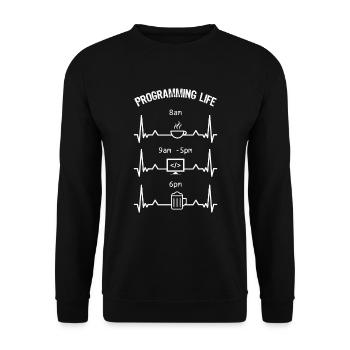Programming Life Coffee Code Beer Gift - Unisex Sweatshirt - black - Front - Alina (178cm) & Michal (187cm)