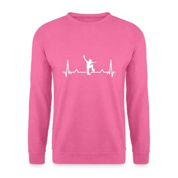 Skateboarding Heartbeat Line Skater Geschenk - Unisex Pullover - Pink - Vorne