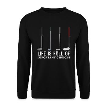 Le cadeau de golf des choix importants de la vie - Sweat-shirt Unisexe - noir - Devant - Alina (178cm) & Michal (187cm)