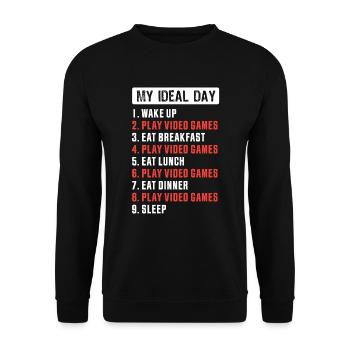 Mein ideales Spiel Videospiele spielen - Unisex Pullover - Schwarz - Vorne - Alina (178cm) & Michal (187cm)