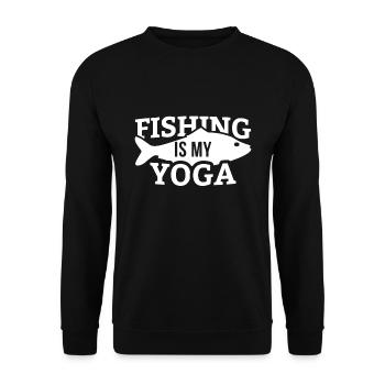 Lustiges Fischen ist mein Yoga Fisher Geschenk - Unisex Pullover - Schwarz - Vorne - Alina (178cm) & Michal (187cm)