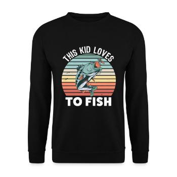 Angelgeschenk für Kinder Kinder Fisch Fan - Unisex Pullover - Schwarz - Vorne - Alina (178cm) & Michal (187cm)