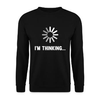 Lustig ich denke Weihnachtsgeschenk - Unisex Pullover - Schwarz - Vorne - Alina (178cm) & Michal (187cm)