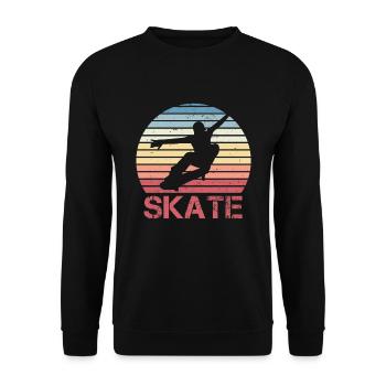Skateboarding Retro Skater Boys Geschenk - Unisex Pullover - Schwarz - Vorne - Alina (178cm) & Michal (187cm)