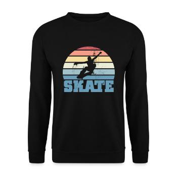 Skateboarding Fan Skate Skater Kids Gift - Unisex Sweatshirt - black - Front - Alina (178cm) & Michal (187cm)