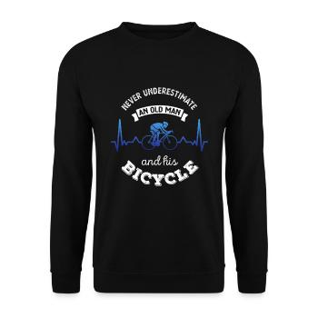 Alter Mann und sein Fahrrad Radfahren Geschenk Papa - Unisex Pullover - Schwarz - Vorne - Alina (178cm) & Michal (187cm)