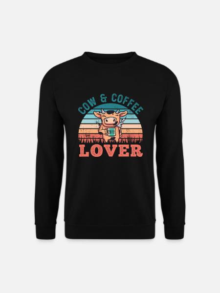 Kuh und Kaffee-Liebhaber Retro-Landwirtschaft-Geschenk - Unisex Pullover - Schwarz