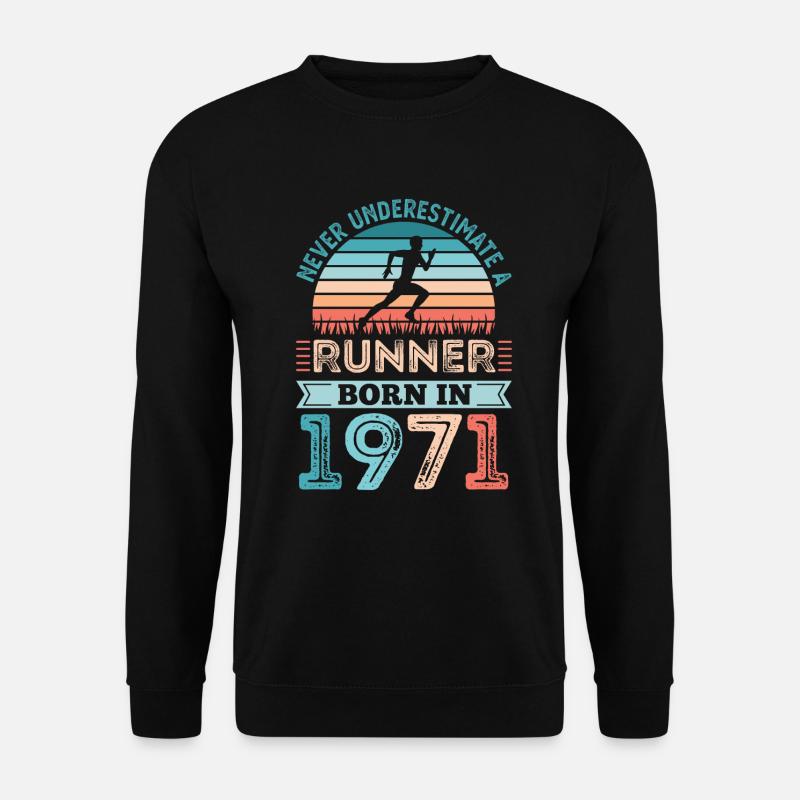 Läufer geboren 1971 50. Geburtstag Geschenk Running Dad - Unisex Pullover - Schwarz