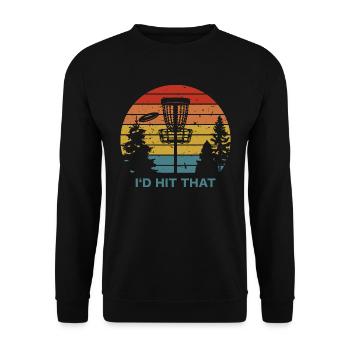 I'D Hit That Retro Disc Golf Discgolfer Frisbee - Unisex Sweatshirt - black - Front - Alina (178cm) & Michal (187cm)