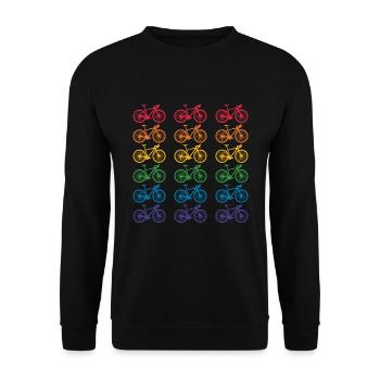 Radfahren LGBT stolz Fahrrad Regenbogen LGBTQ Geschenk - Unisex Pullover - Schwarz - Vorne - Alina (178cm) & Michal (187cm)