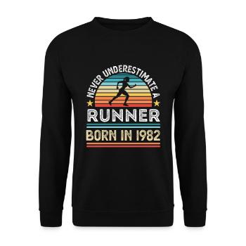 Runner born 1982 40th Birthday running Gift Mom - Unisex Sweatshirt - black - Front - Alina (178cm) & Michal (187cm)