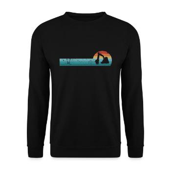 Vintage Bagger Retro Sonnenuntergang Geschenk - Unisex Pullover - Schwarz - Vorne - Alina (178cm) & Michal (187cm)